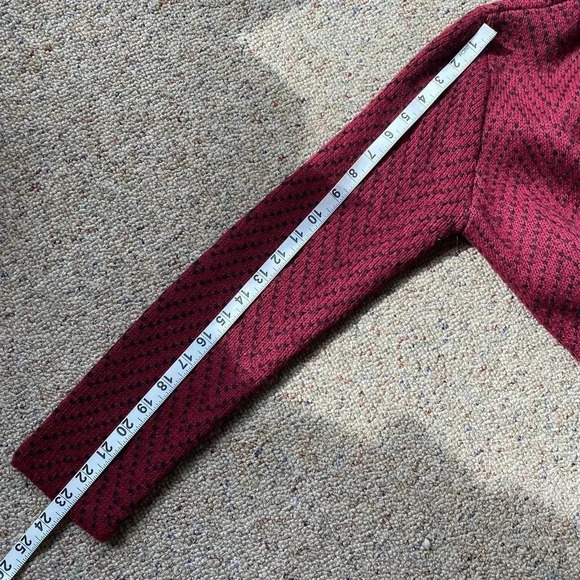 Milano Western Boho Open Red Black Knit Cardigan CoverUP Women S-L Warm Cozy - Picture 3 of 8